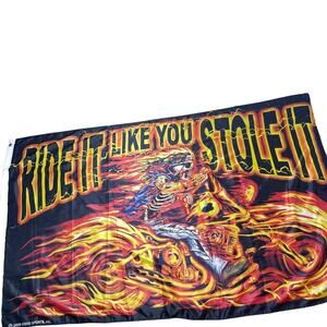 Ghost Rider Flag hot  3X5 FT motorcycle Sturgis Biker Moto skeleton orange black